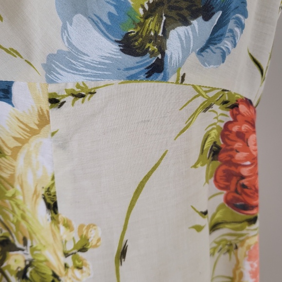 70's A-Line Floral Dress Hawaiian Square Neck Halter Cap Sleeves Full Circle - Picture 5 of 16